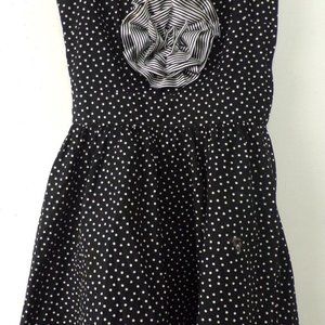 H&M Black & White Polka Dot Flower Embellishment Sleeveless Puffy Dress Size 6